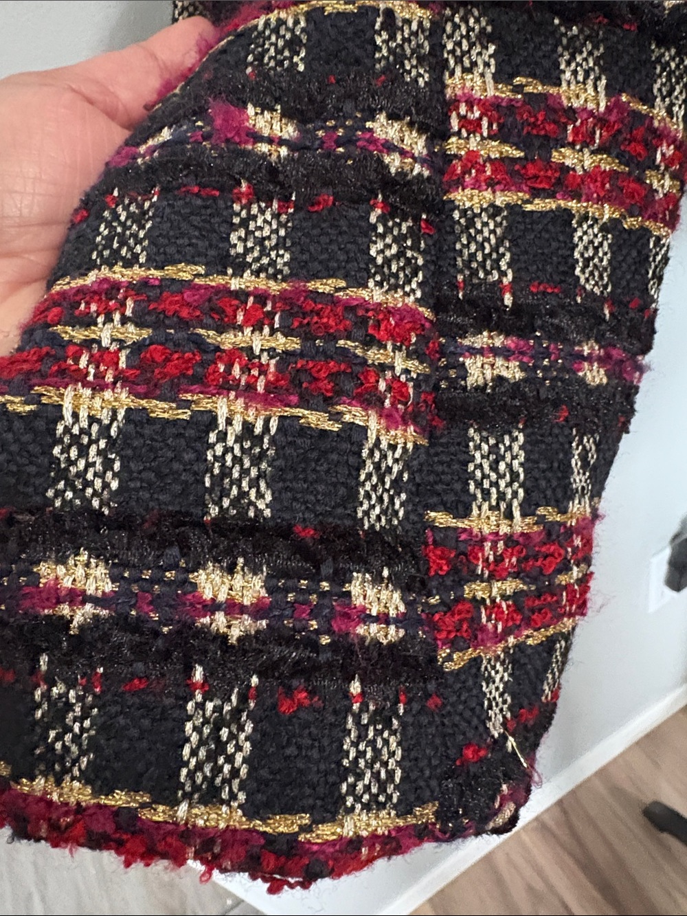House of Harlow 1960 Black, Red & Cream Tweed Button-Front Blazer - Picture 5 of 6